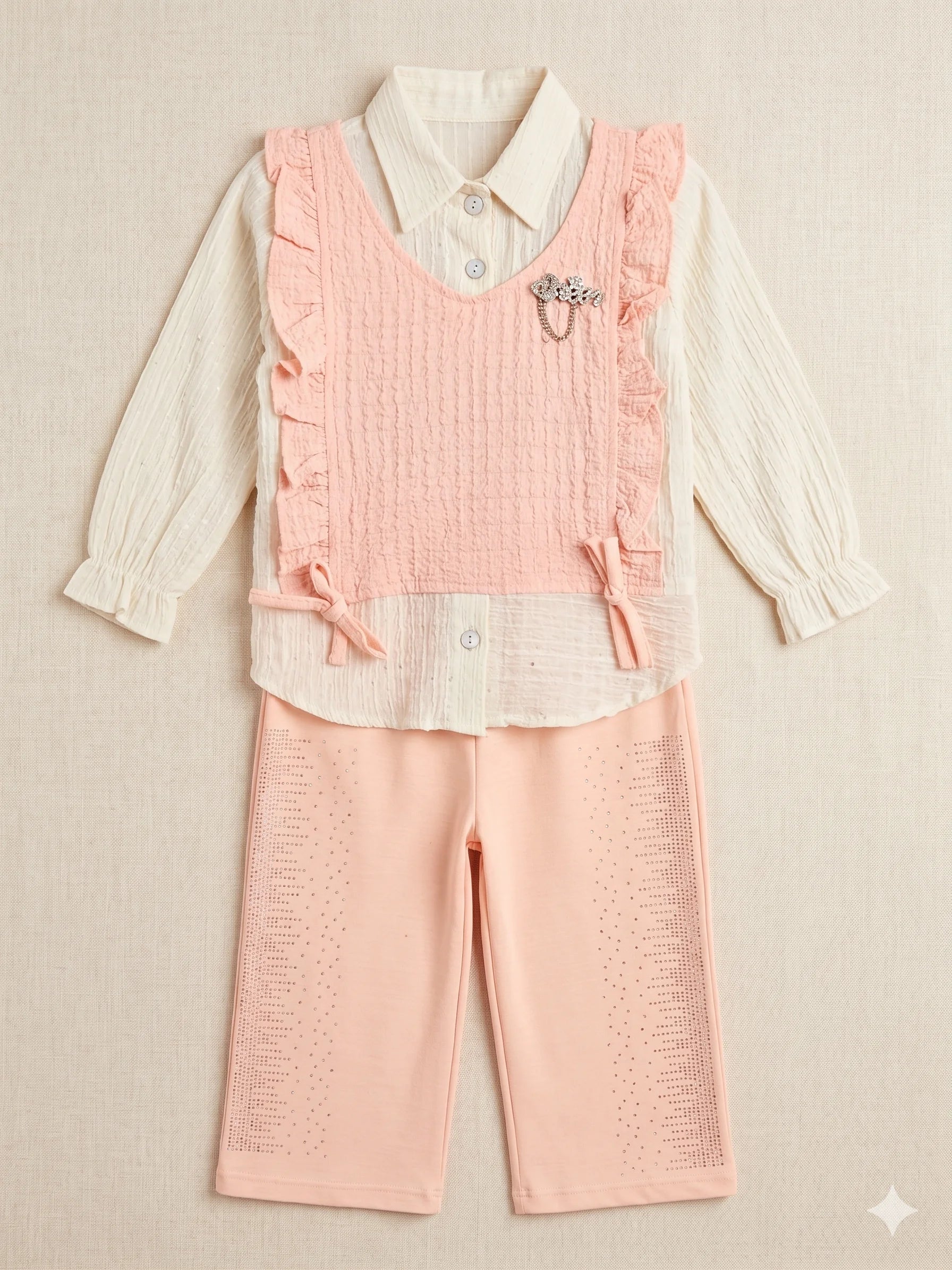 Children outfit pink textured vest