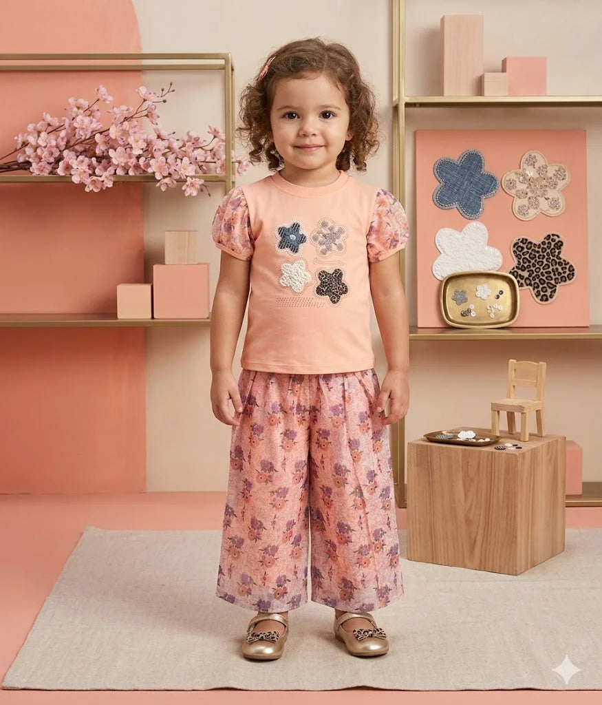 Sweet Blossom 2-Piece Floral Coordinated Outfit Set for Girls
